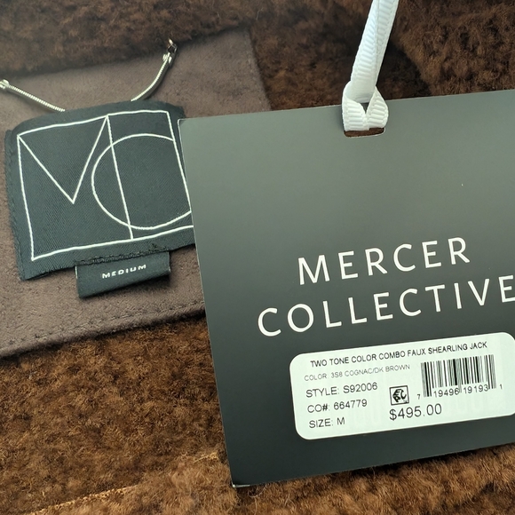 Mercer Collective Atlas Faux Shearling Jacket Cognac Dark Brown Size Large Nwt - Picture 10 of 11
